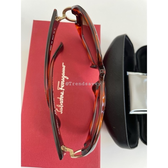 Salvatore Ferragamo Brown Gradient Rectangular Sunglasses 55mm NWT main image 5